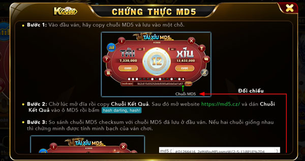 Chứng thực MD5 - chứng thực minh bạch tài xỉu MD5