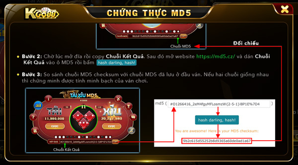 Chứng thực tính minh bạch của tài xỉu MD5 - Go88