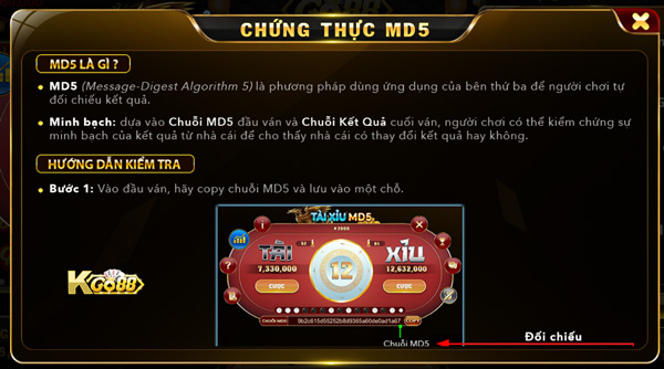 Chứng thực tính minh bạch của tài xỉu MD5 - Go88