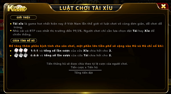 Luật chơi game tài xỉu Go88